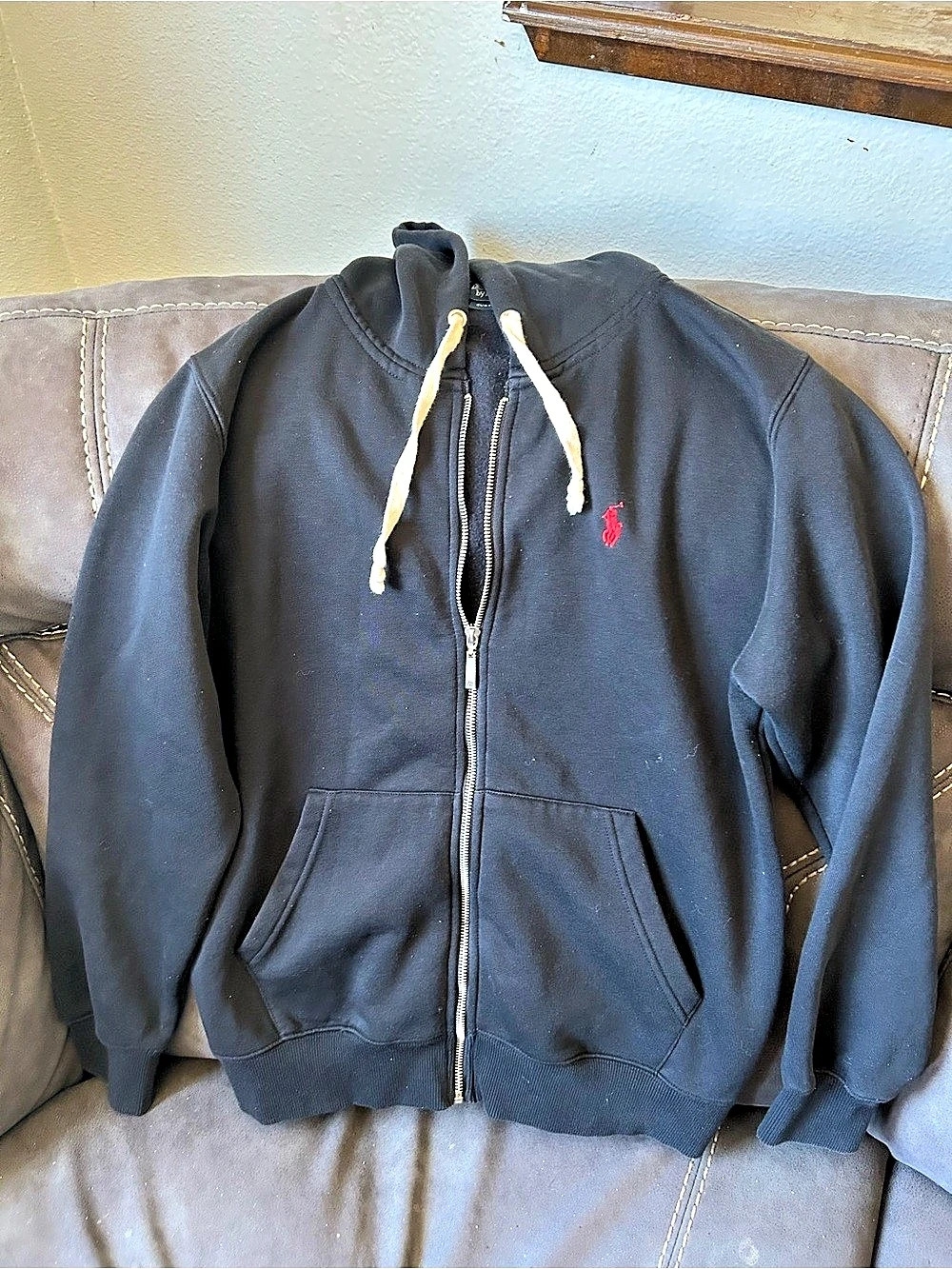 Polo Ralph Lauren Custom Fit Full-Zip Fleece Hoodie Black Size Medium